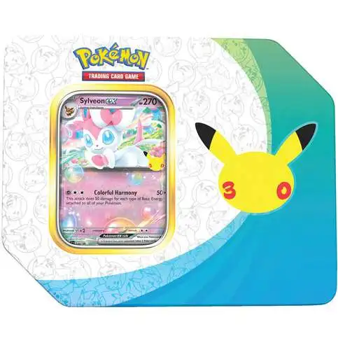 Pokemon 30th Anniversary Celebration Espeon ex Tin [4 Booster Packs & Promo Card] (Pre-Order ships December)