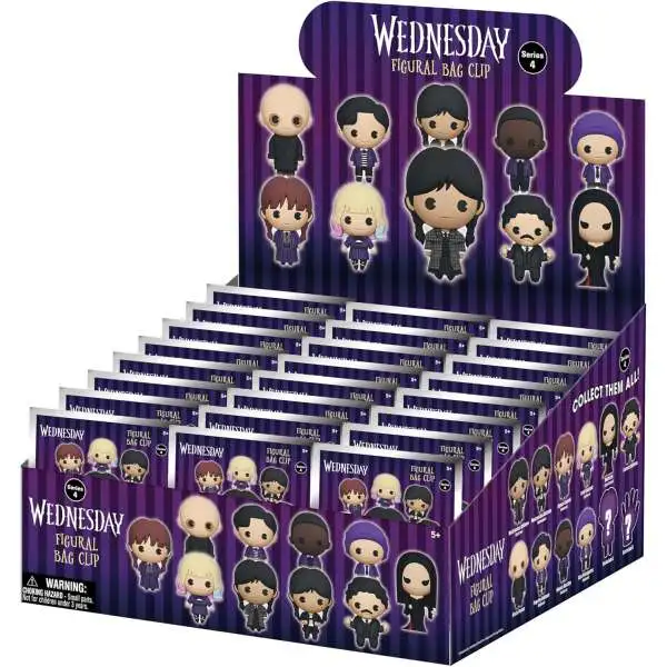 3D Figural Bag Clip Wednesday Series 4 Mystery Box [24 Packs]