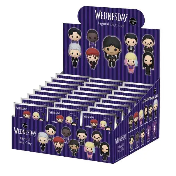 3D Figural Bag Clip Wednesday Series 5 Mystery Box [24 Packs]