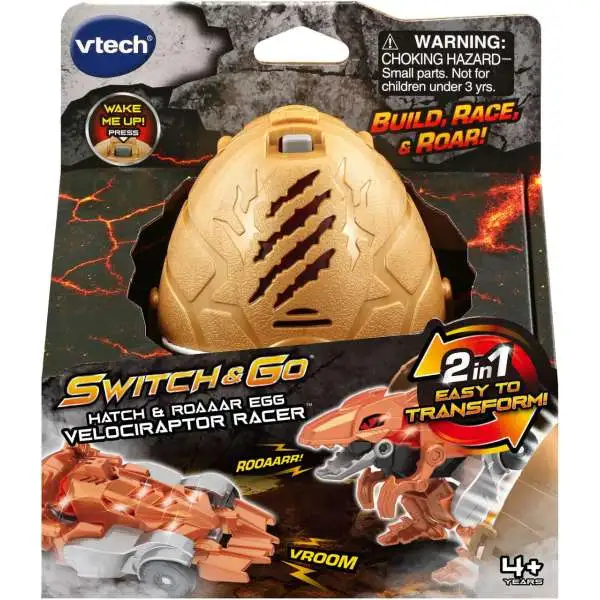 Switch & Go Hatch & Roaaar Egg Velociraptor Racer Figure