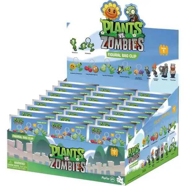 3D Figural Bag Clip Plants vs. Zombies Series 1 Mystery Box [24 Packs]