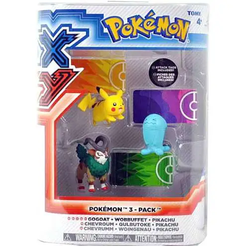 Pokemon XY Basic Gogoat, Wobbuffet & Pikachu Figure 3-Pack