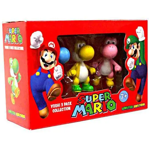 Super Mario Yoshi Collection Blue, Yellow & Pink Mini Figure 3-Pack [Limited Edition, Damaged Package]