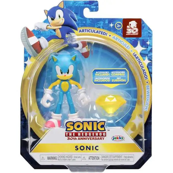 Sonic The Hedgehog 30th Anniversary Basic Wave 6 Sonic Action Figure [Modern, with Yellow Chaos Emerald]