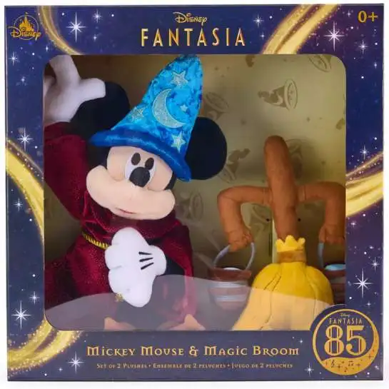 Disney Fantasia 85th Anniversary Sorcerer Mickey Mouse and Magic Broom Plush Set