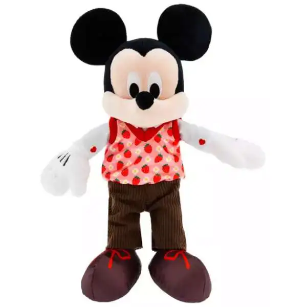 Disney 2025 Valentine's Day Mickey Mouse 13-Inch Plush [Chocolate Corduroy & Strawberry Print]