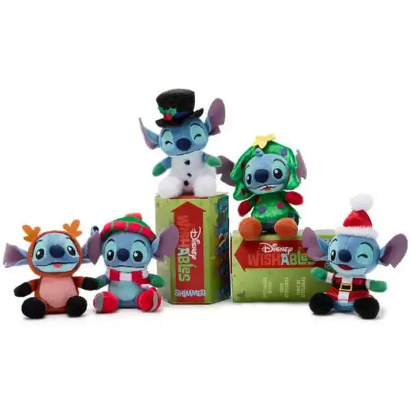 Disney Wishables Shimmer Series Stitch Exclusive 4-Inch Micro Plush Mystery Pack [1 RANDOM Figure, Holiday]