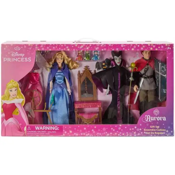 Disney Sleeping Beauty Princess Aurora, Prince Phillip & Maleficent Classic Doll 3-Pack Gift Set
