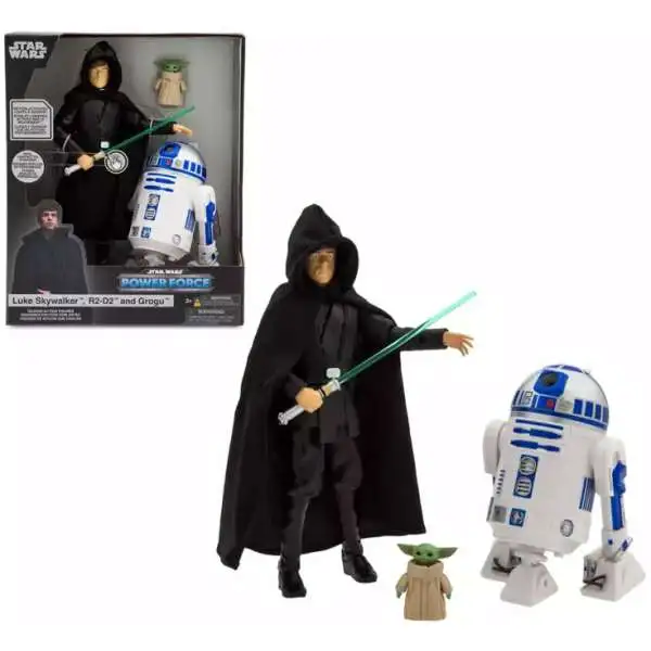 Disney Star Wars The Mandalorian Power Force Luke Skywalker with R2-D2 & Grogu Exclusive Talking Action Figure 2-Pack