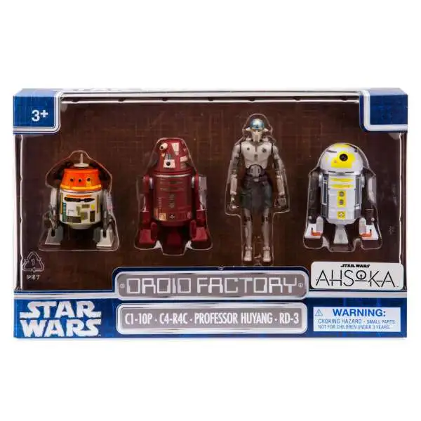 Disney Star Wars Ahsoka Droid Factory C1-10P, C4-R4C, Professor Huyang & RD-3 Action Figure 4-Pack