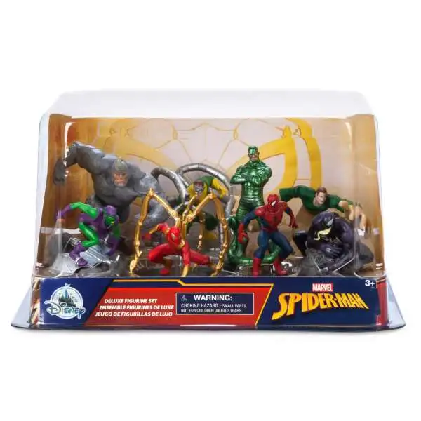 Disney Marvel Spider-Man, Iron-Spider, Venom, Scorpion, Doctor Octopus, Green Goblin, Sandman & Rhino Exclusive 8-Piece Deluxe PVC Figure Play Set