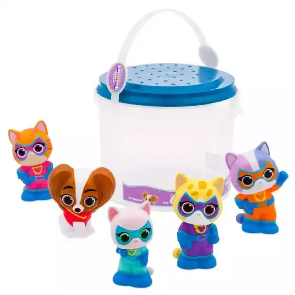 Disney Junior SuperKitties Mr. Puppypaws, Itsy, Ginny, Sparks & Buddy Exclusive Bath Toy 5-Pack Set