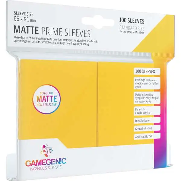 Gamegenic Matte Prime Sleeves Standard Size (Yellow) Card Sleeves