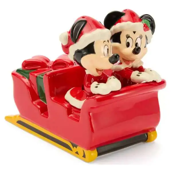 Disney 2025 Holiday Santa Mickey & Minnie Mouse with Sleigh Exclusive Salt & Pepper Shakers Set