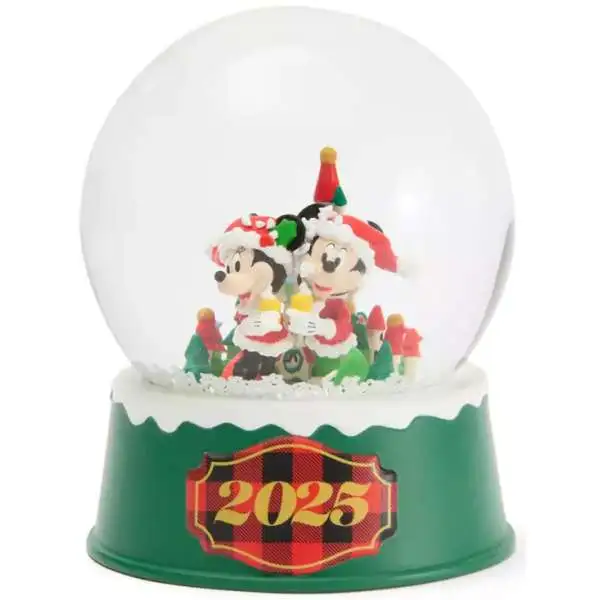 Disney 2025 Holiday Santa Mickey & Minnie Mouse Fantasyland Castle Exclusive Snow Globe