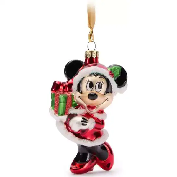 Disney 2025 Holiday Santa Minnie Mouse Exclusive Glass Ornament