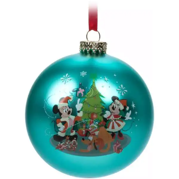 Disney 2023 Holiday Santa Mickey Mouse & Friends Exclusive Glass Ball Sketchbook Ornament