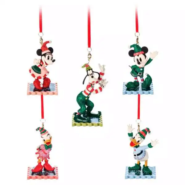 Disney 2024 Holiday Mickey Mouse & Friends Exclusive Sketchbook Ornament 5-Pack Set