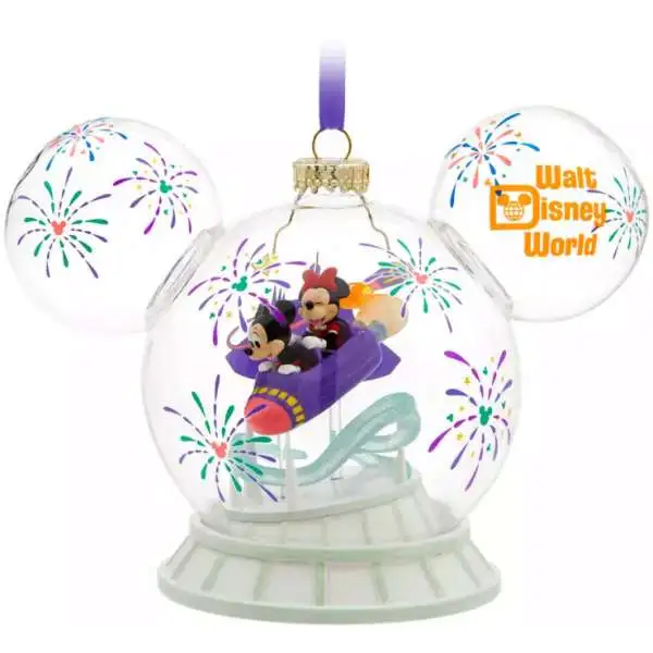 Disney World 2025 Holiday Mickey & Minnie Mouse Space Mountain Exclusive Icon Glass Ball Ornament