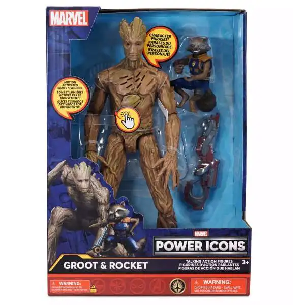 Disney Marvel Guardians of the Galaxy Vol. 3 Power Icons Groot & Rocket Talking Action Figure