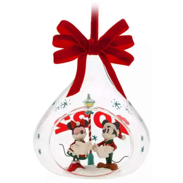 Disney 2022 Holiday Mickey & Minnie Mouse Exclusive Glass Drop Sketchbook Ornament