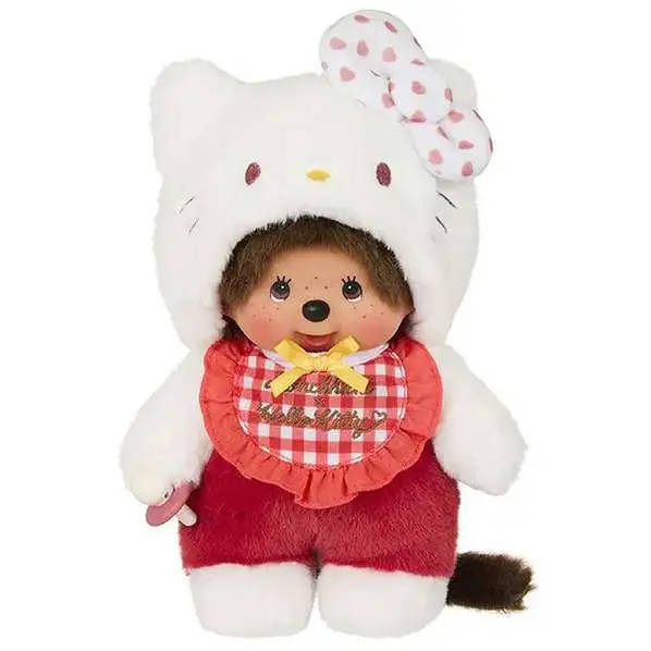 Hello Kitty x Monchhichi Sanrio Gingham Checker Monchhichi in Hello Kitty Costume 7-Inch Plush