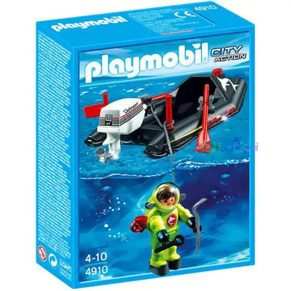 Playmobil City Action Dinghy & Diver Set #4910 [Damaged Package]