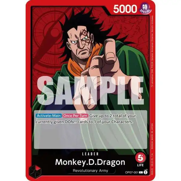 One Piece Trading Card Game 500 Years in the Future Leader Monkey.D.Dragon OP07-001