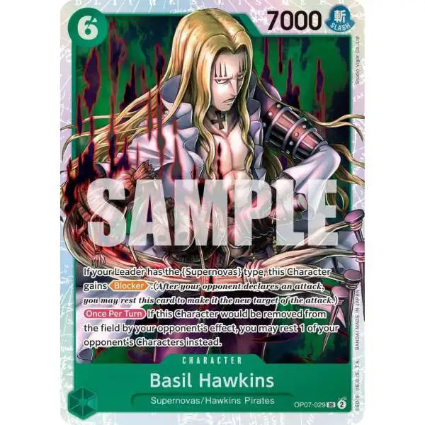 One Piece Trading Card Game 500 Years in the Future Super Rare Basil Hawkins OP07-029