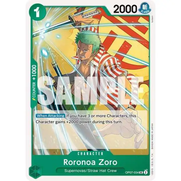 One Piece Trading Card Game 500 Years in the Future Uncommon Roronoa Zoro OP07-034
