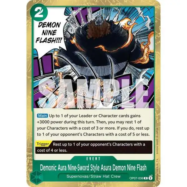 One Piece Trading Card Game 500 Years in the Future Rare Demonic Aura Nine-Sword Style Asura Demon Nine Flash OP07-036