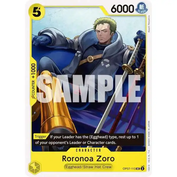 One Piece Trading Card Game 500 Years in the Future Uncommon Roronoa Zoro OP07-113