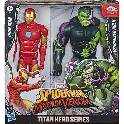Marvel Spider-Man Maximum Venom Titan Hero Series Iron Man & Venomized Hulk Action Figure 2-Pack