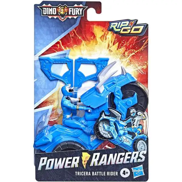 Power Rangers Dino Fury Rip N Go Tricera Battle Rider Figure & Vehicle
