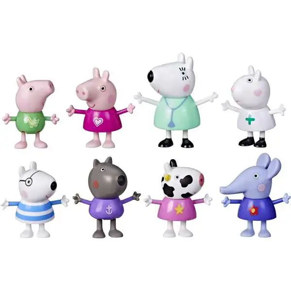 Peppa Pig Peppa, George, Suzy Sheep, Danny Dog, Penny Polar Bear, Carol Cow, Emily Elephant & Dr. Polar Bear Exclusive Mini Figure 8-Pack [Dr. Polar Bear & Friends]