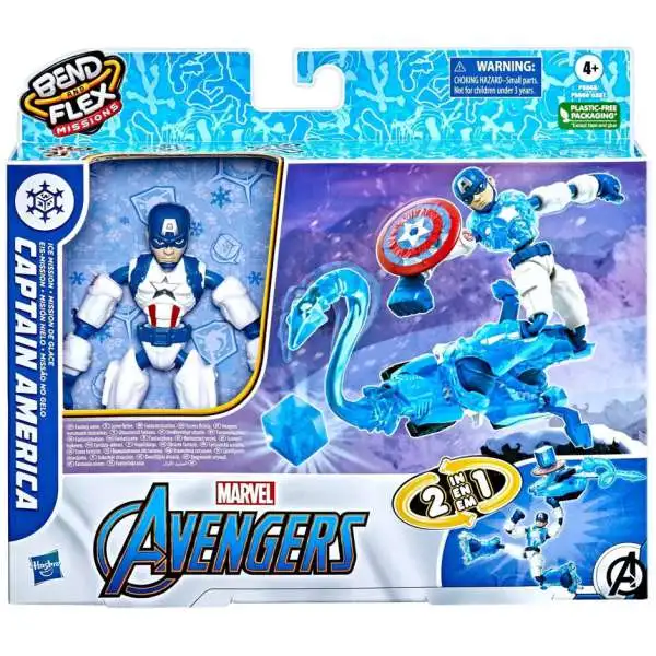 Marvel Avengers Bend & Flex Missions Captain America Action Figure Set [Ice Mission]