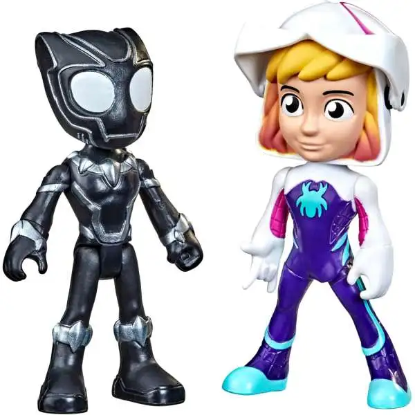Marvel Spidey & His Amazing Friends Hero Reveal Black Panther & Ghost-Spider Figure 2-Pack [Frustration Free Packaging]
