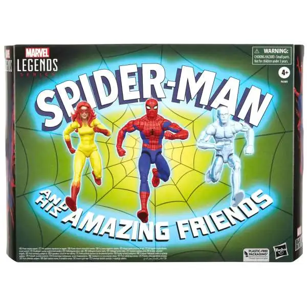 Spider-Man & His Amazing Friends Marvel Legends Firestar & Ms. Lion, Spider-Man & Iceman Action Figure 3-Pack