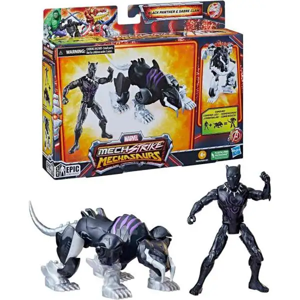 Marvel Mechasaurs Mech Strike Black Panther & Sabre Claw [Damaged Package]