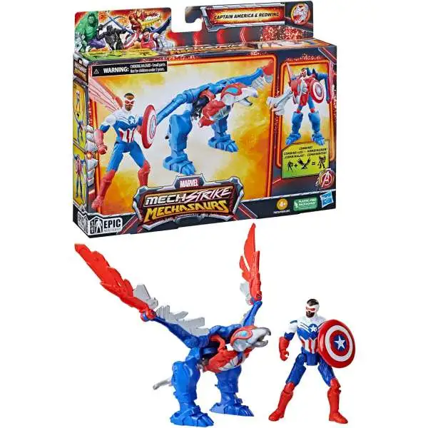 Marvel Mechasaurs Mech Strike Captain America & Redwing
