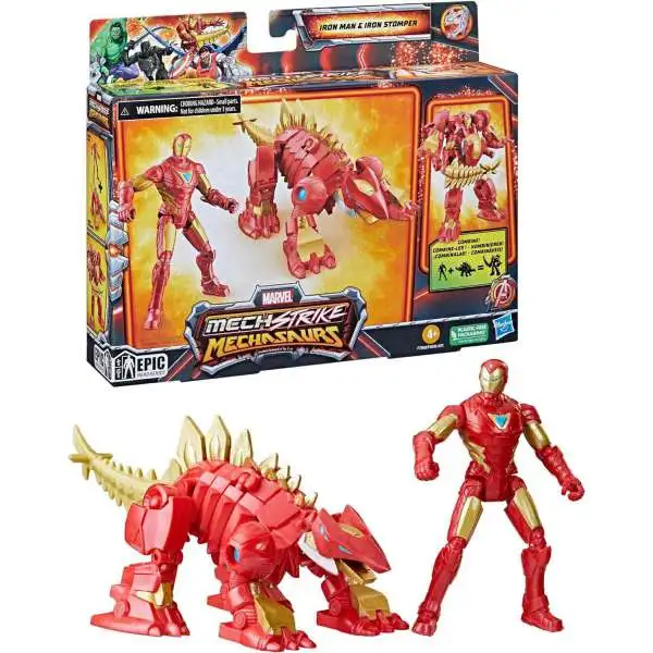 Marvel Mechasaurs Mech Strike Iron Man & Iron Stomper [Damaged Package]