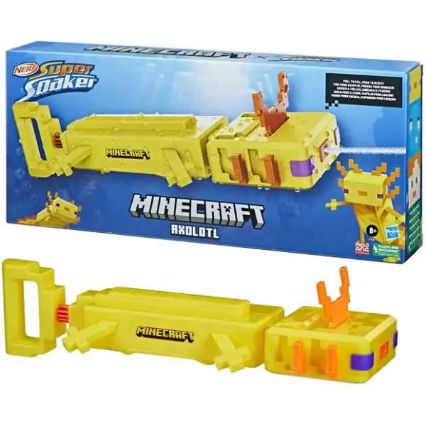 Minecraft Nerf Super Soaker Axolotl Water Blaster