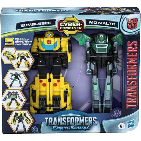 Transformers Earthspark Cyber-Combiner Bumblebee & Mo Malto Action Figure 2-Pack