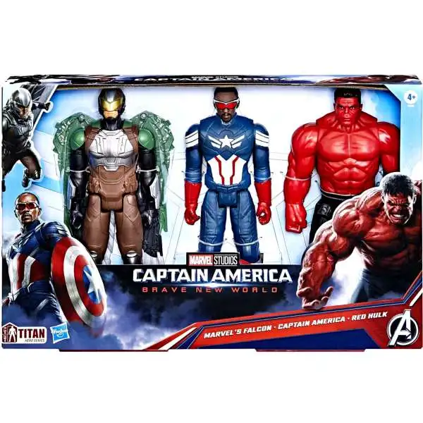 Marvel Captain America Brave New World Titan Hero Series Falcon, Captain America & Red Hulk Exclusive Action Figure 3-Pack