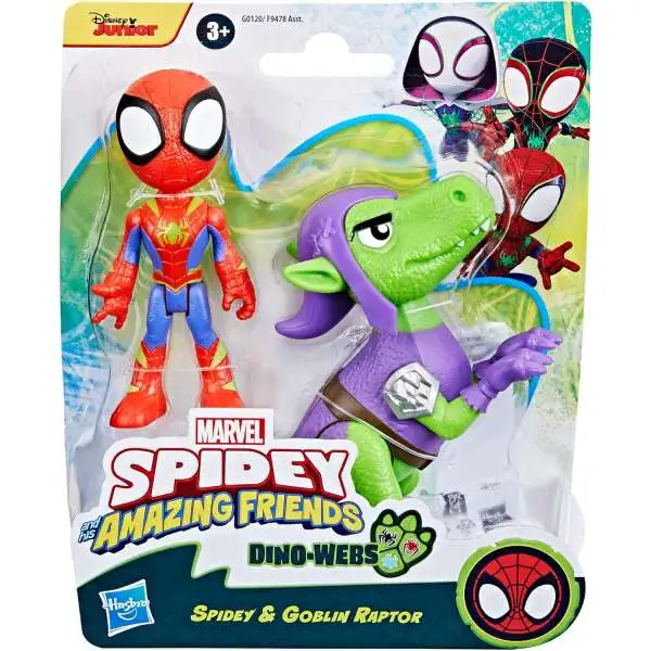 Marvel Spidey & His Amazing Friends Dino-Webs Spidey & Goblin Raptor Action Figure 2-Pack