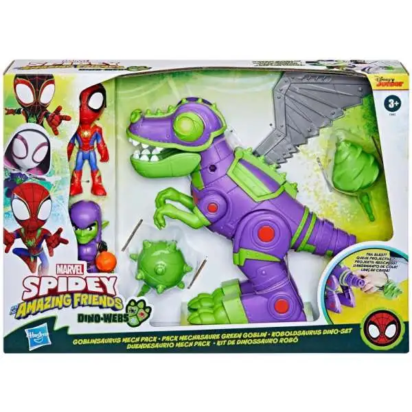 Marvel Spidey & His Amazing Friends Dino-Webs Goblinsaurus Mech Pack Exclusive 4-Inch Acton Figure Set [Spider-Man & Green Goblin]