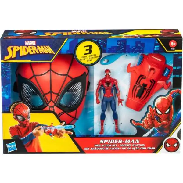 Marvel Spider-Man Action Figure, Web Slinger & Mask Exclusive Role Play 3-Pack Set