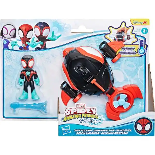Marvel Spidey & His Amazing Friends Water-Webs Spin Dolphin Vehicle & Action Figure [with Miles]