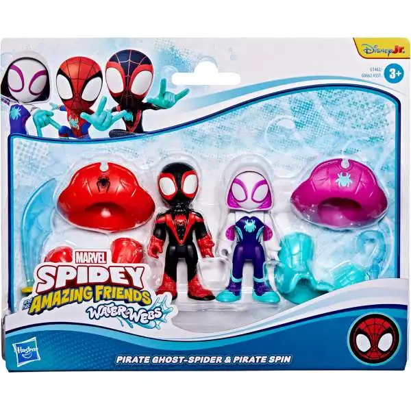 Marvel Spidey & His Amazing Friends Water-Webs Pirate Ghost-SPider & Pirate Spin Action Figure 2-Pack