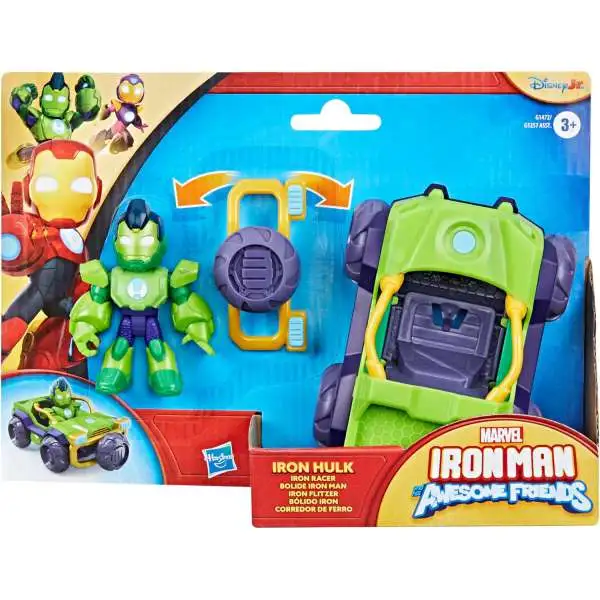Marvel Iron Man & His Awesome Friends Iron Hulk Iron Racer Vehicle & Action Figure